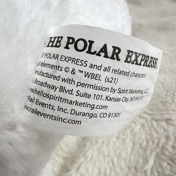 The Polar Express White Bear 11” Plush Blue Hat Scarf  Christmas Winter Toy - Picture 5 of 6